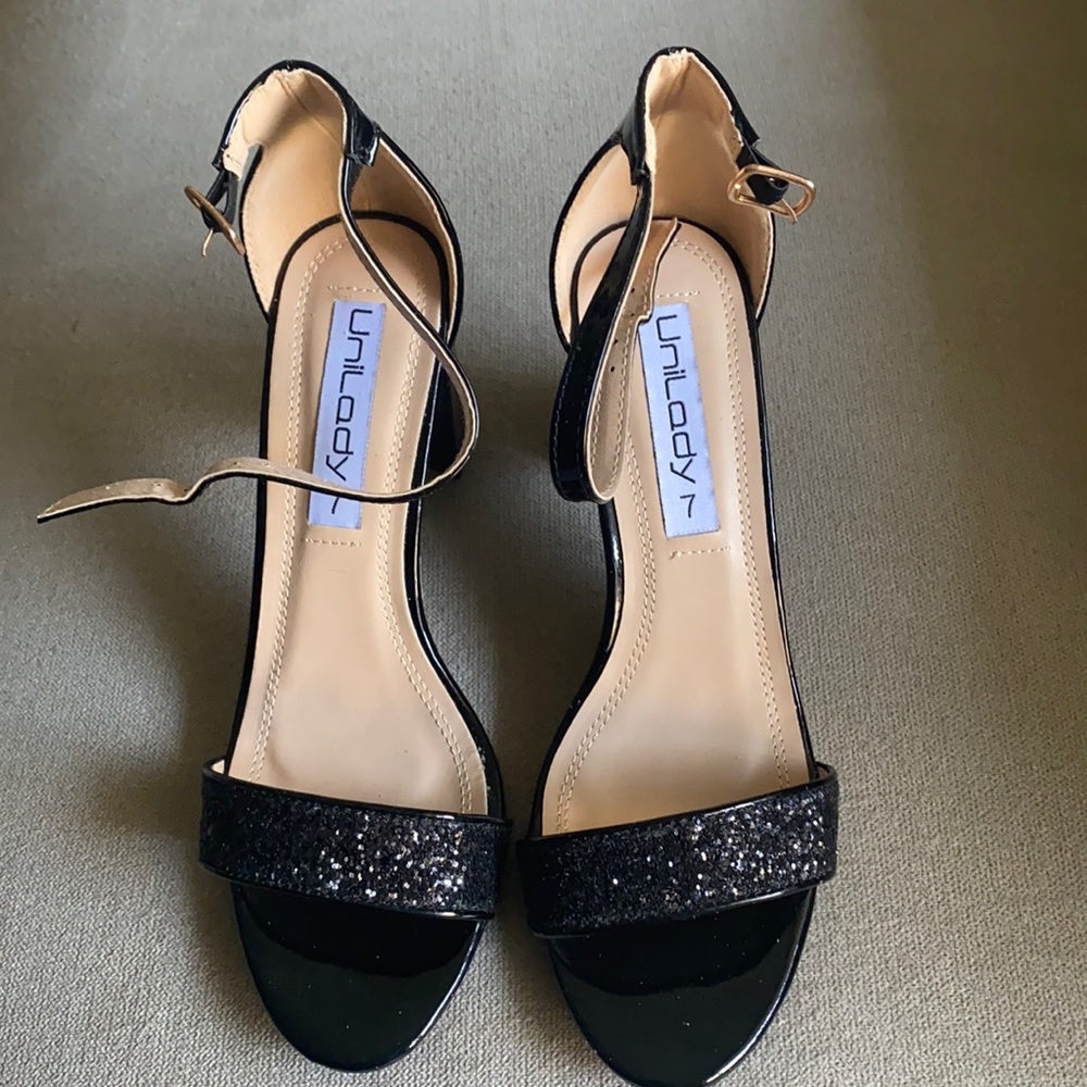 Glitter strap heels